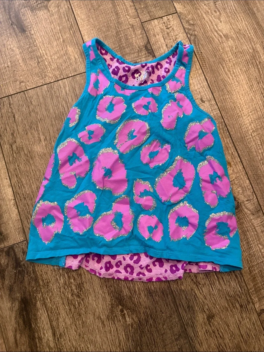 🏅 10/$10 Justice Blue & Pink Leopard Print Tank Top
